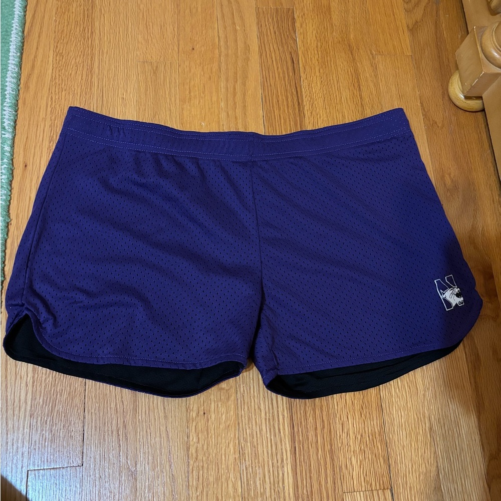 Northwestern University Women’s Reversable Gym Shorts Size XL Purple and Black